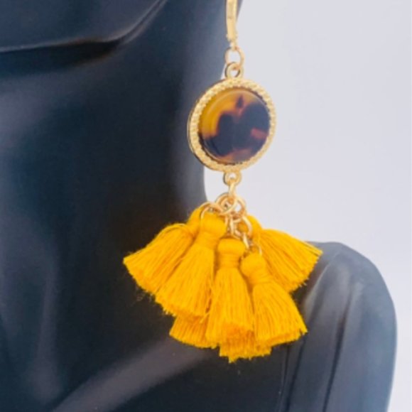 INC tortoise multi-tassel drop earrings - Picture 3 of 7